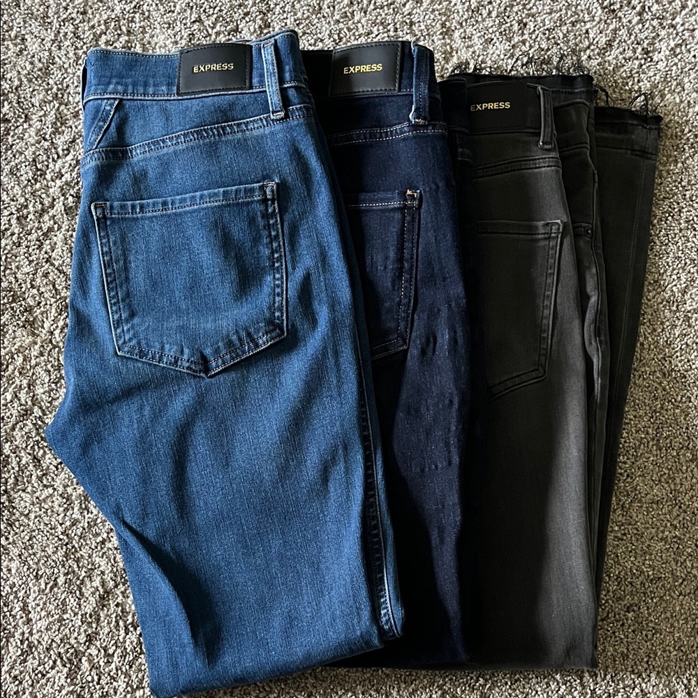 Express Womens Skinny Jeans - Classic Blue, Deep Navy, Charcoal Black